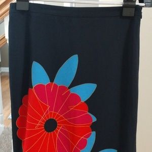LOFT Navy Floral Skirt, NWT, Sz 0